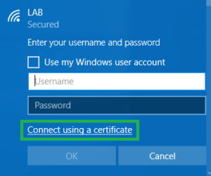 Connecting to certificate based WLAN
